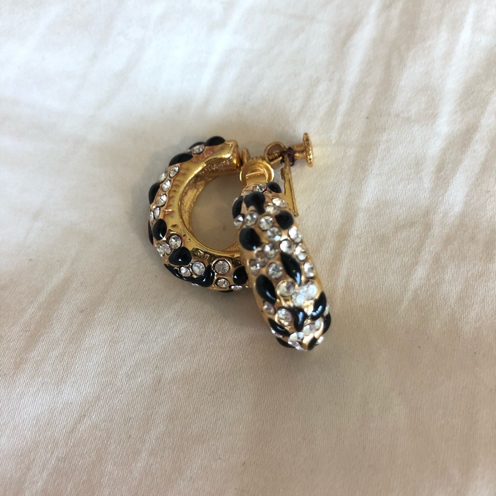 {Vintage} Black + CZ Clip On Earrings